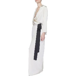 Beige Polyester Long Dress