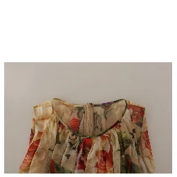 Beige Floral Sleeveless A-line Mini Dress