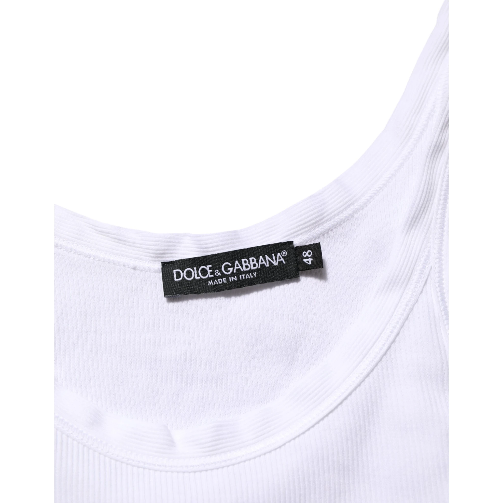 White Sleeveless Round Neck Tank Top T-shirt