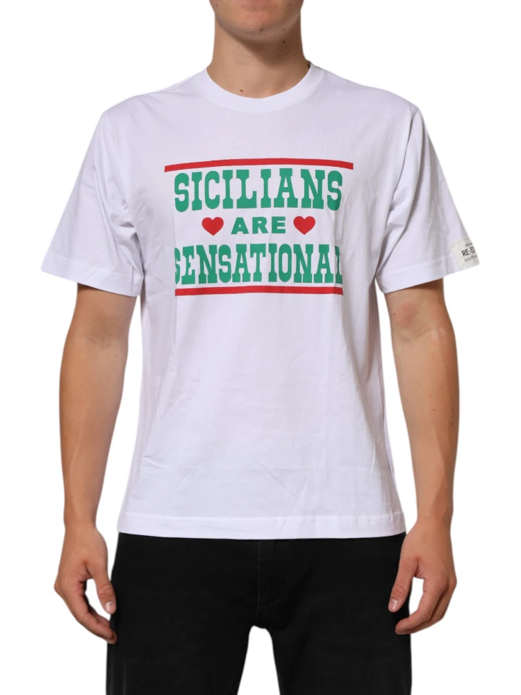 White Graphic Print Cotton Crew Neck T-shirt alternative