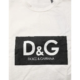 White Logo Print Cotton Crew Neck Men T-shirt