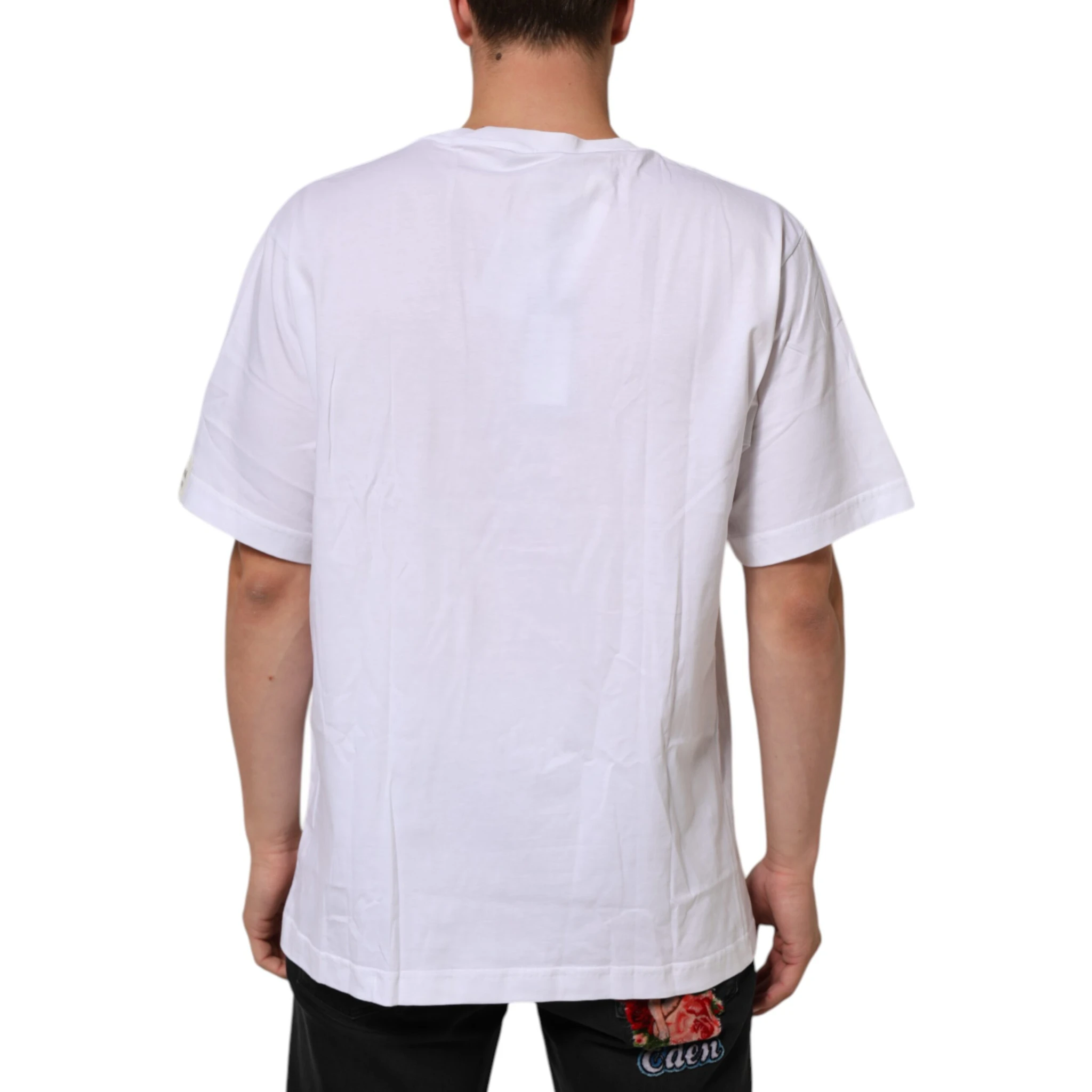 White Graphic Print Cotton Crew Neck T-shirt