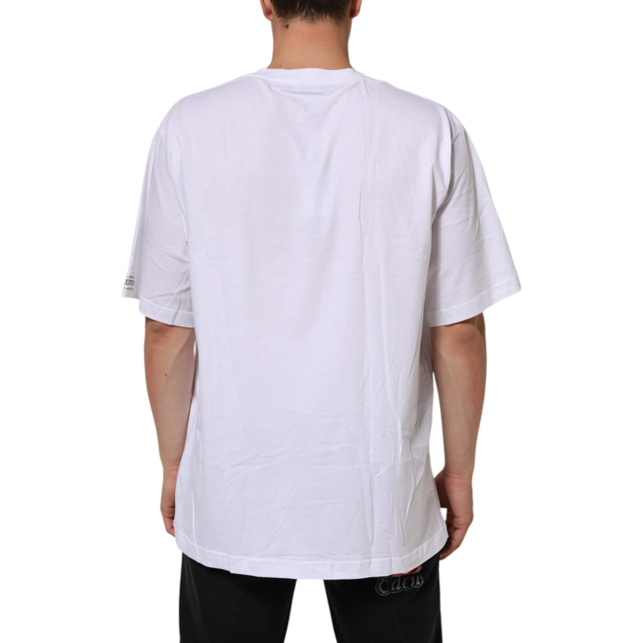 White Graphic Print Cotton CrewNeck T-shirt