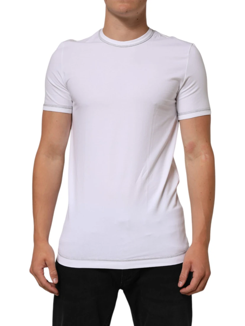 White Cotton Round Neck Men Underwear T-shirt