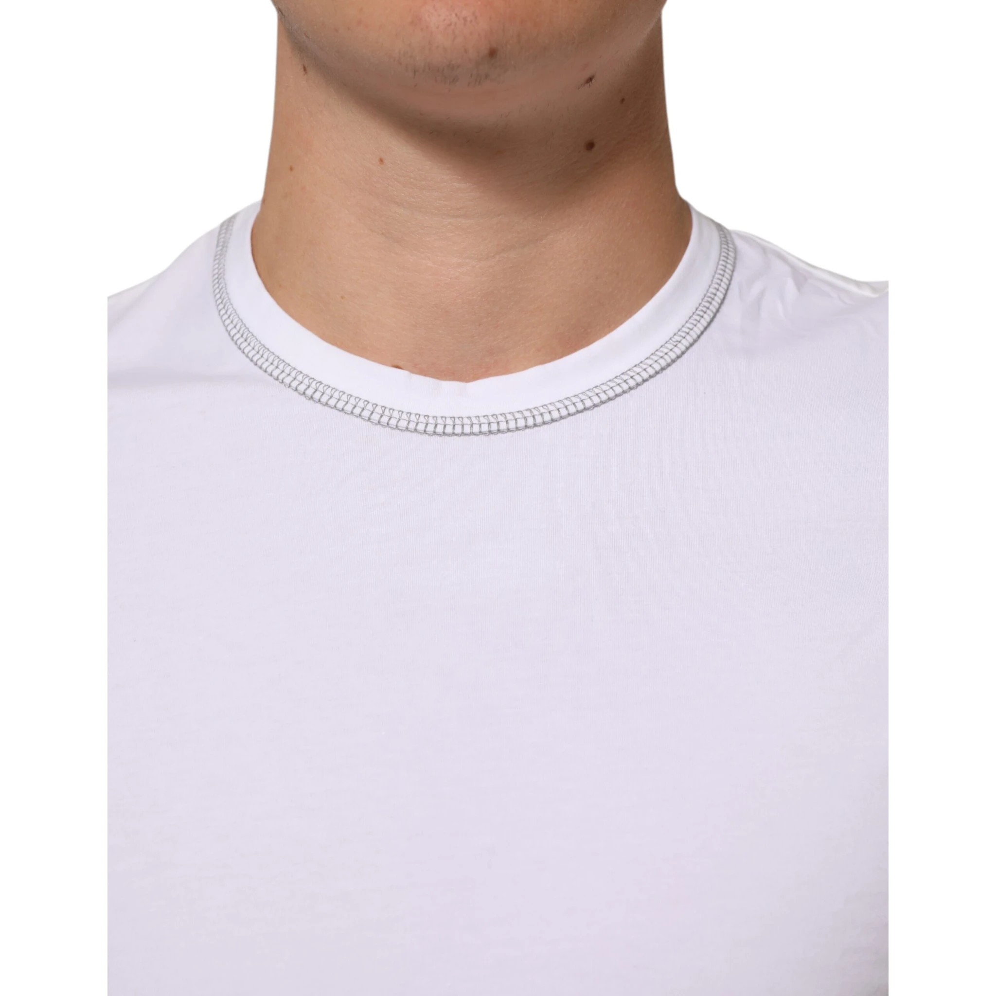 White Cotton Round Neck Men Underwear T-shirt