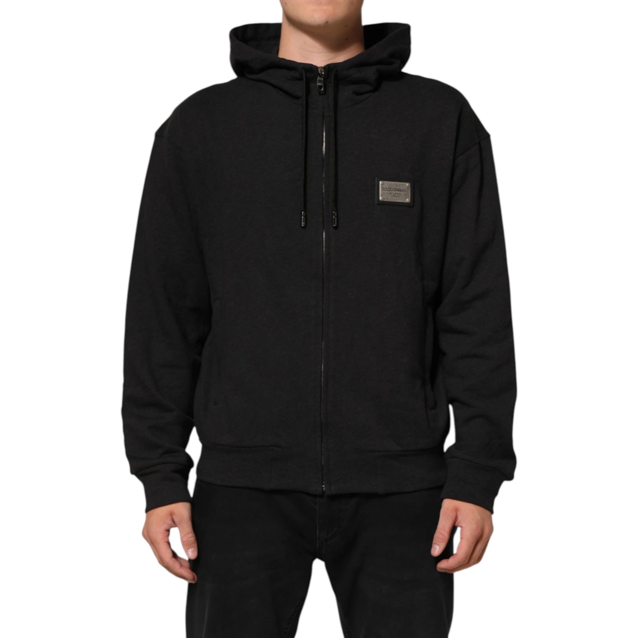 Black Logo FullZip Hooded Sweatshirt Sweater
