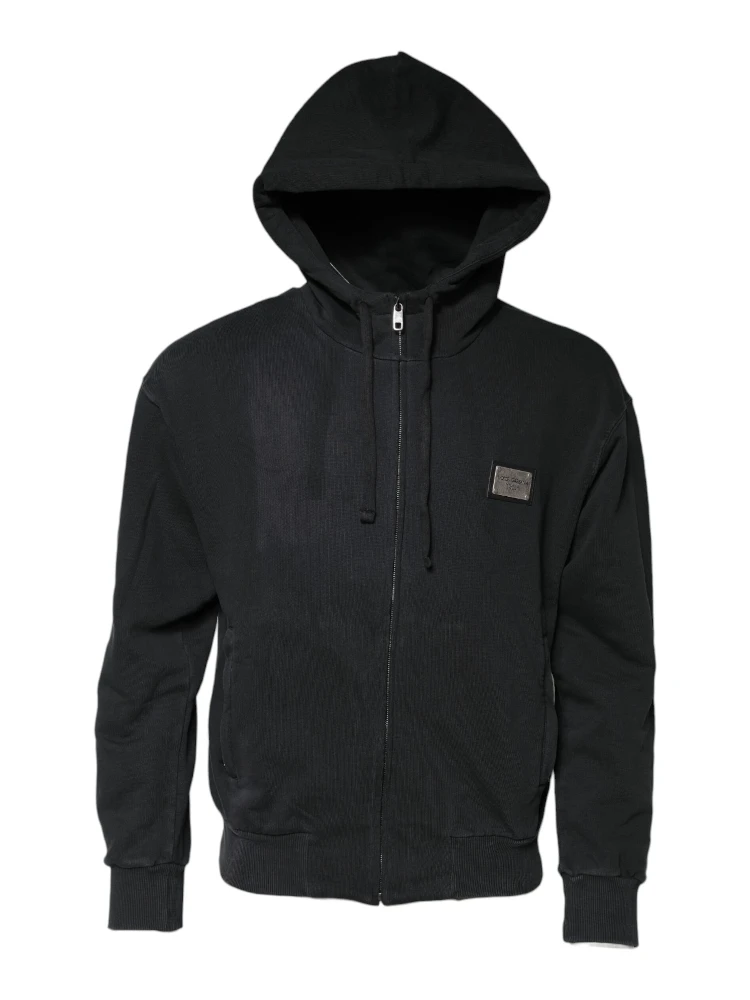 Black Logo FullZip Hooded Sweatshirt Sweater
