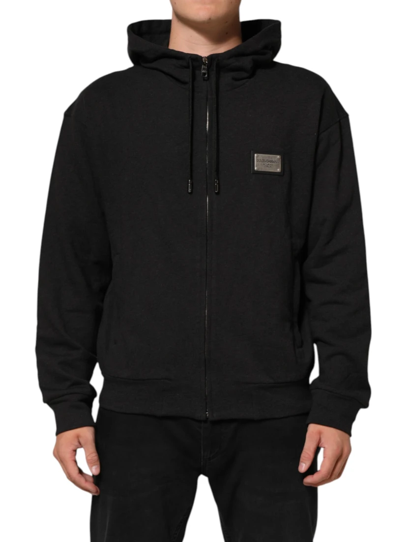 Black Logo FullZip Hooded Sweatshirt Sweater