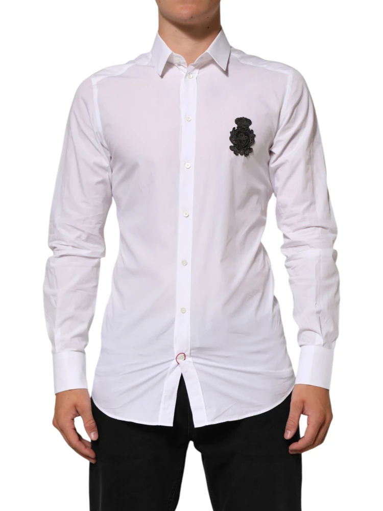 White Cotton GOLD DGPatch Formal Dress Shirt