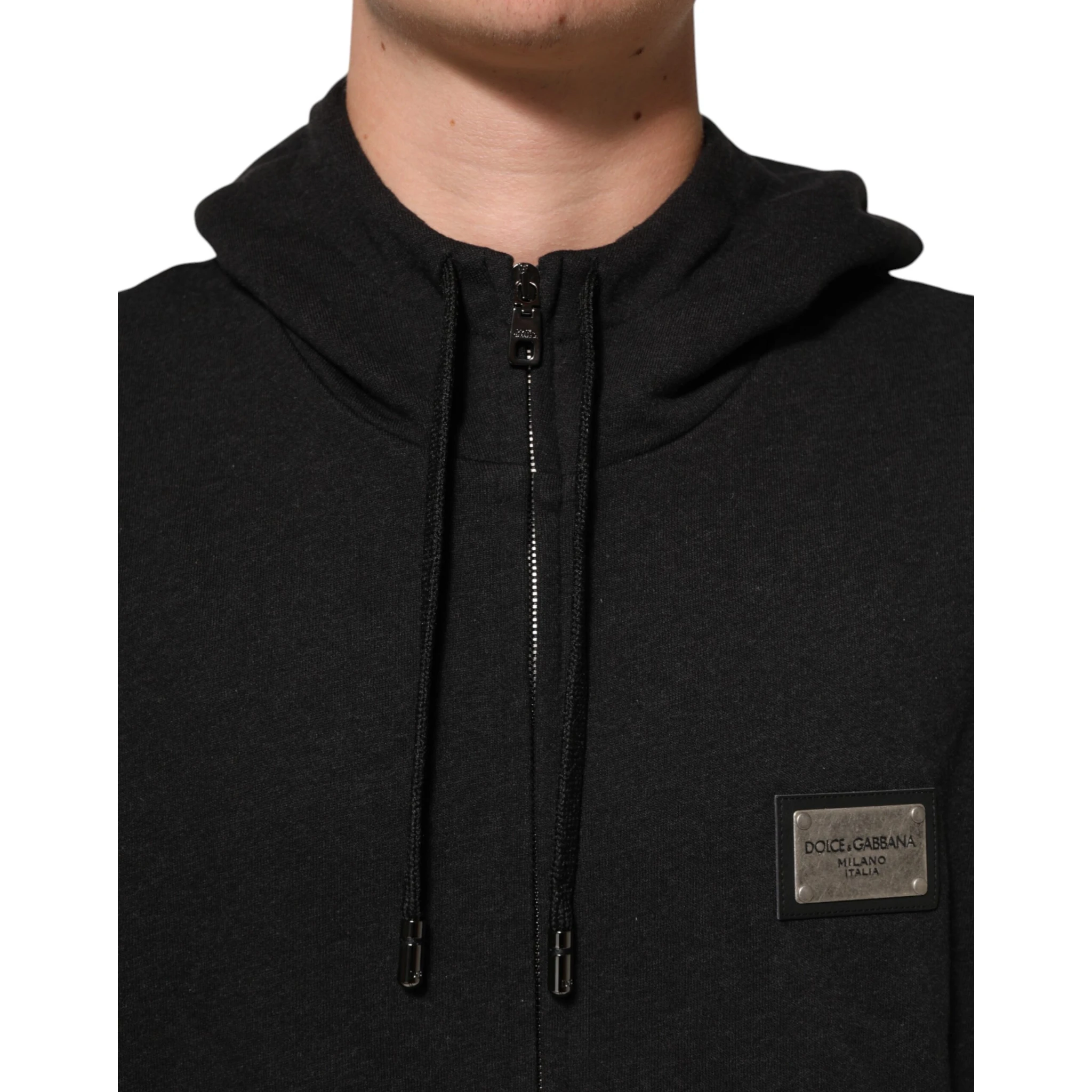 Black Logo FullZip Hooded Sweatshirt Sweater