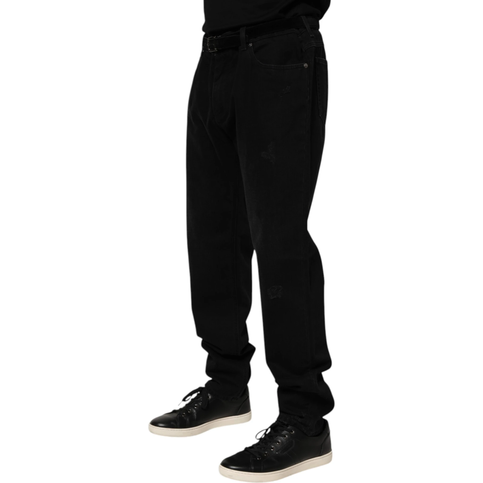 Black Cotton Regular Denim Men Trouser Jeans
