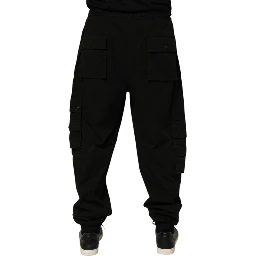 Black Cotton Cargo Jogger Sweatpants Pants