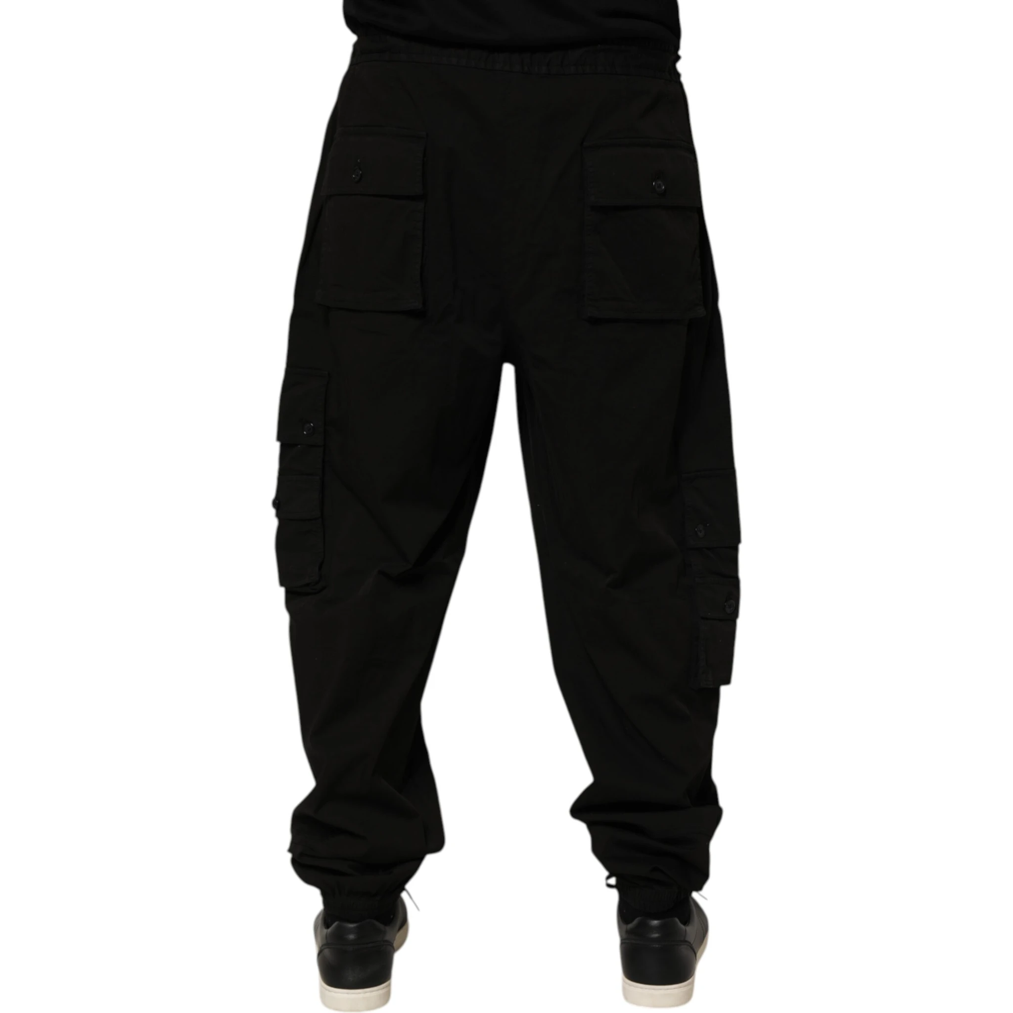 Black Cotton Cargo Jogger Sweatpants Pants