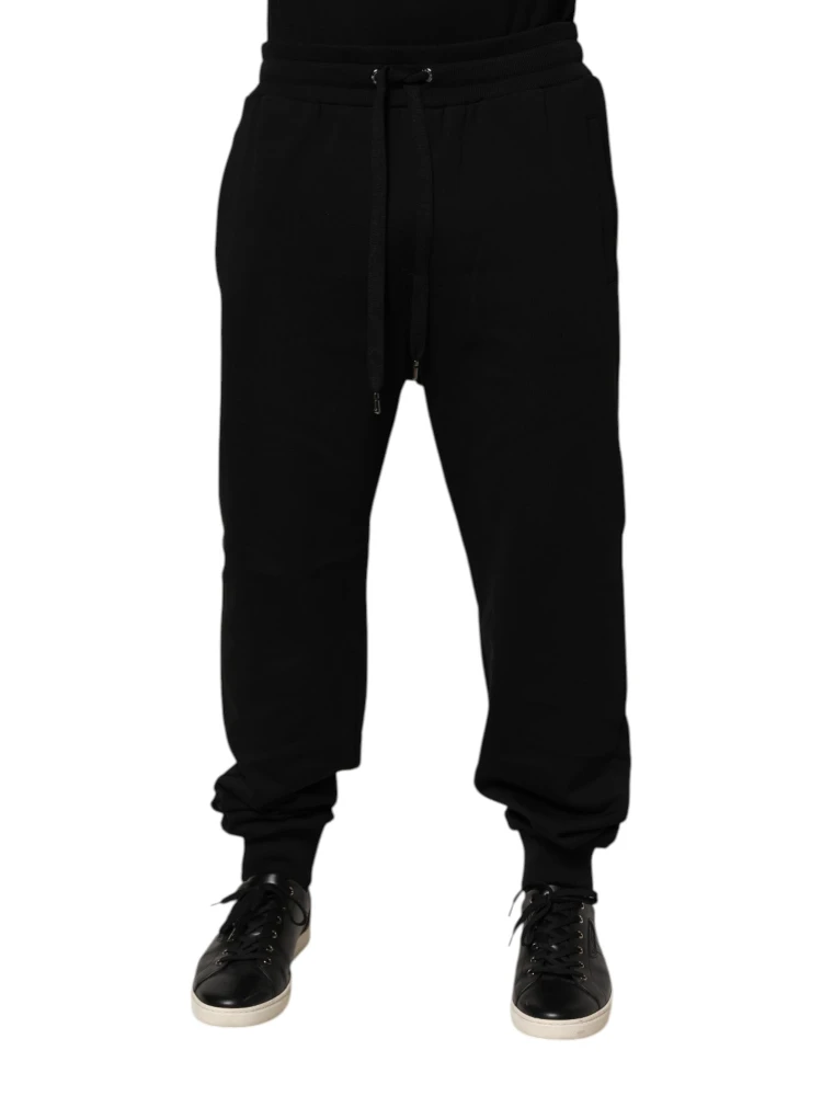 Black Cotton Drawstring Logo Sweatpants Pants alternative