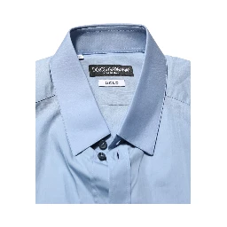 Blue Cotton Collared GOLD Formal Dress  Shirt