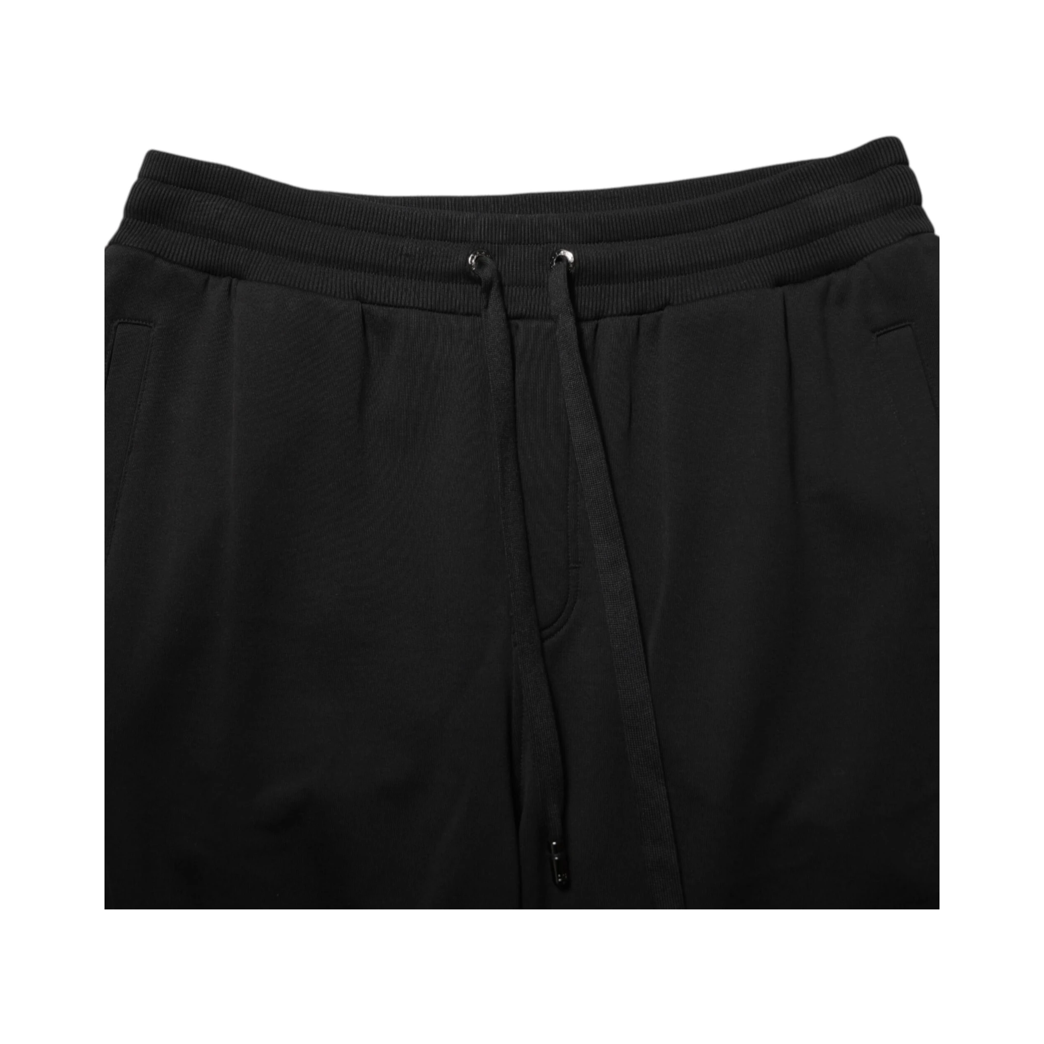 Black Cotton Drawstring Logo Sweatpants Pants