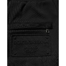 Black Cotton Drawstring Logo Sweatpants Pants