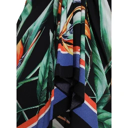 Black Strelitzia High Waist Wrap Midi Skirt