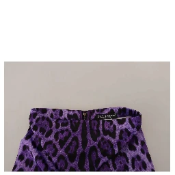 Purple Leopard Print Pencil Cut Mini Skirt