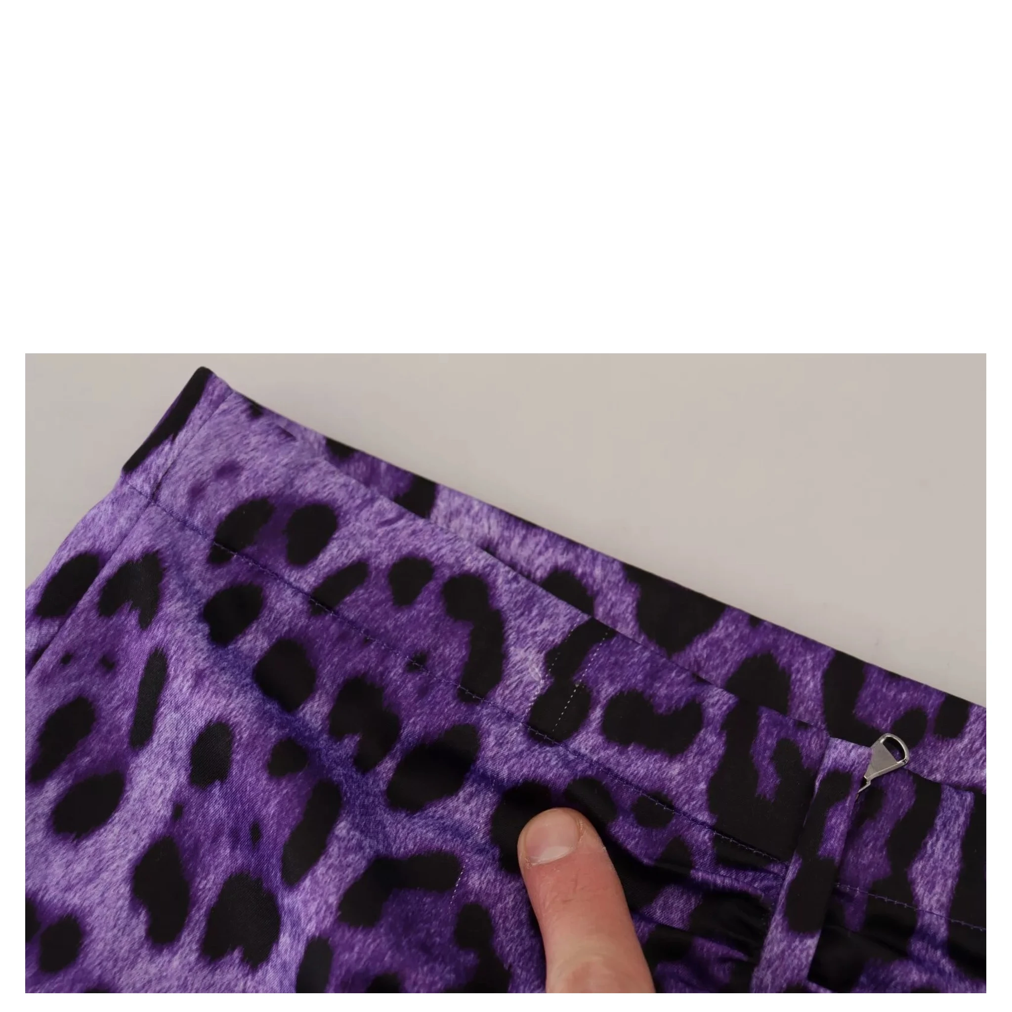 Purple Leopard Print Pencil Cut Mini Skirt