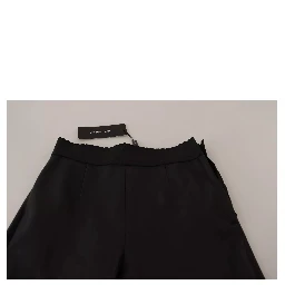 Black Leather Elastic Waist Trouser Pants