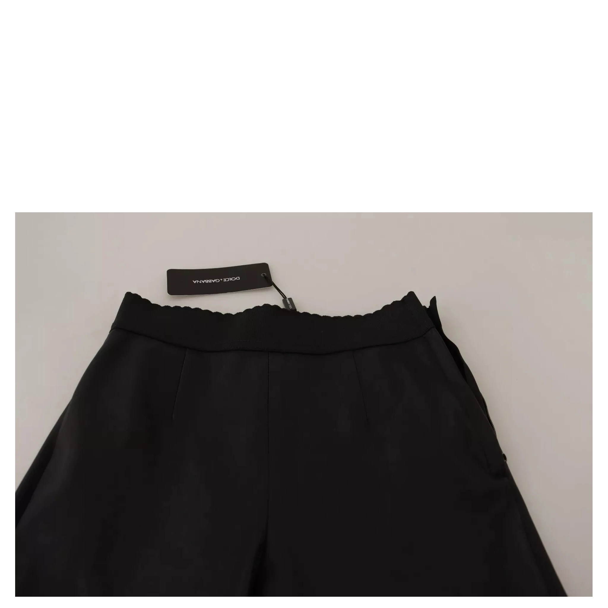 Black Leather Elastic Waist Trouser Pants