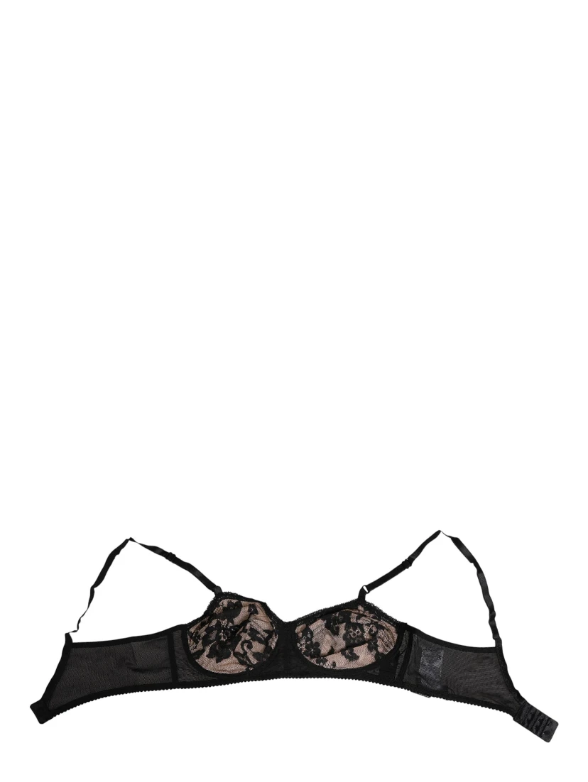 Black Nude Floral Lace Sheer Bra Underwear
