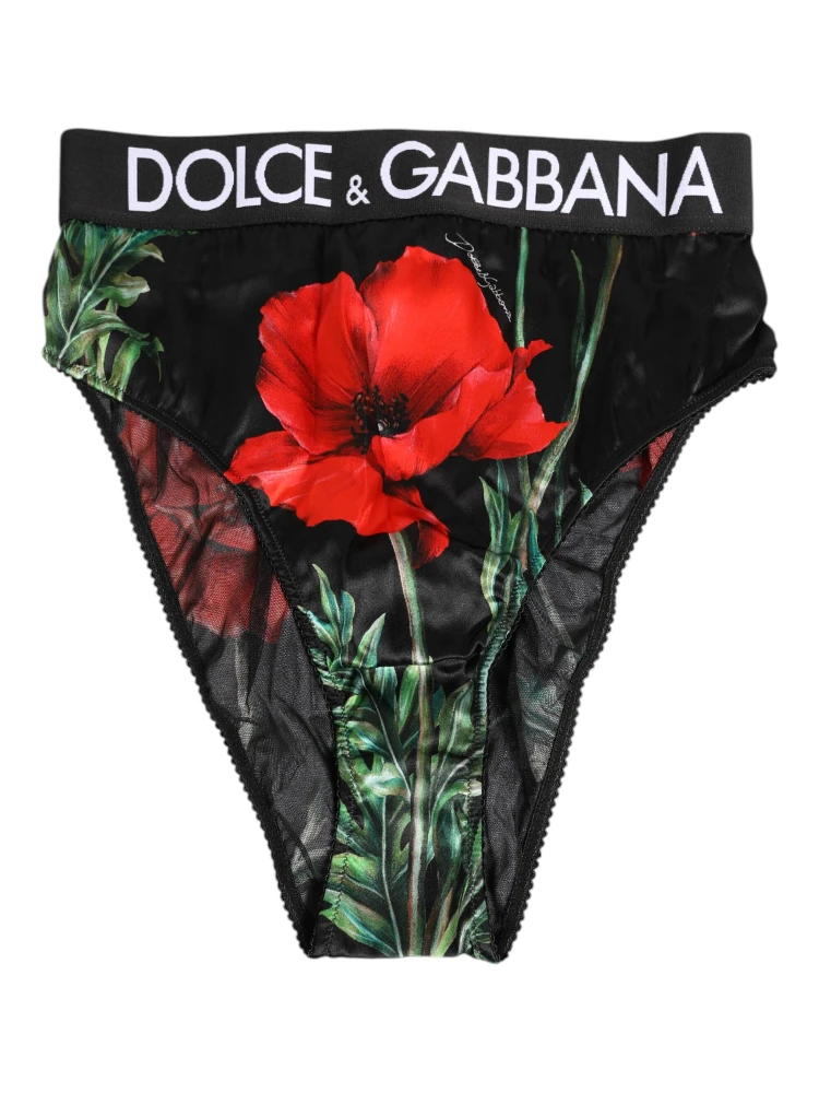 Black Floral Print High Waist Sheer Mesh Underwear alternative