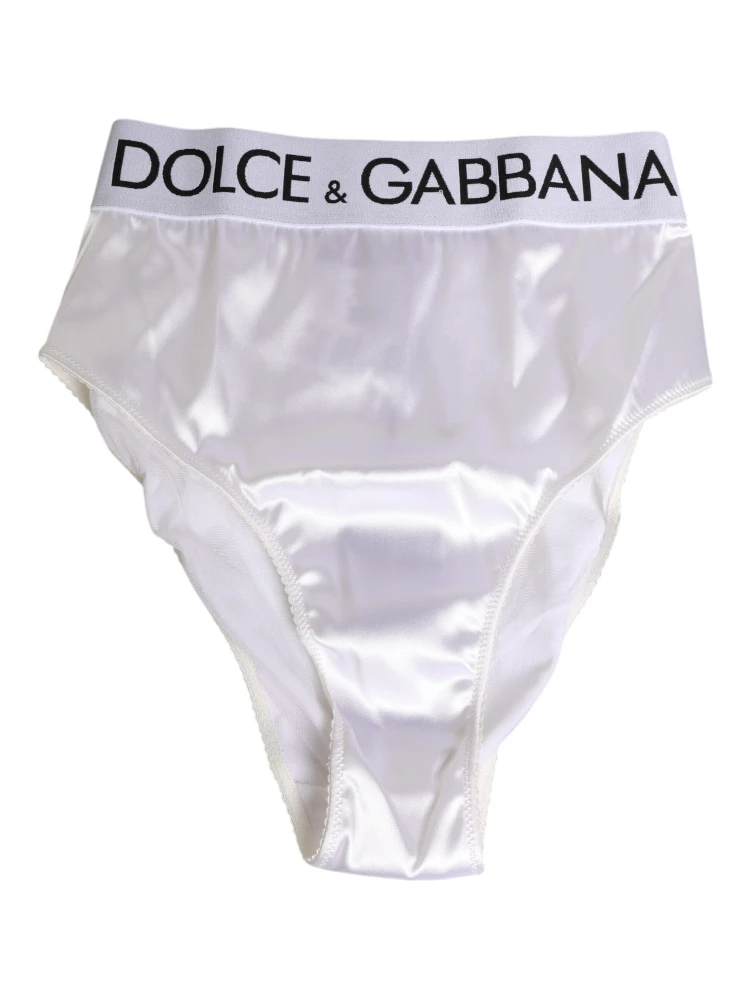 White Satin High-Waist Brief Logo Women Underwear alternative