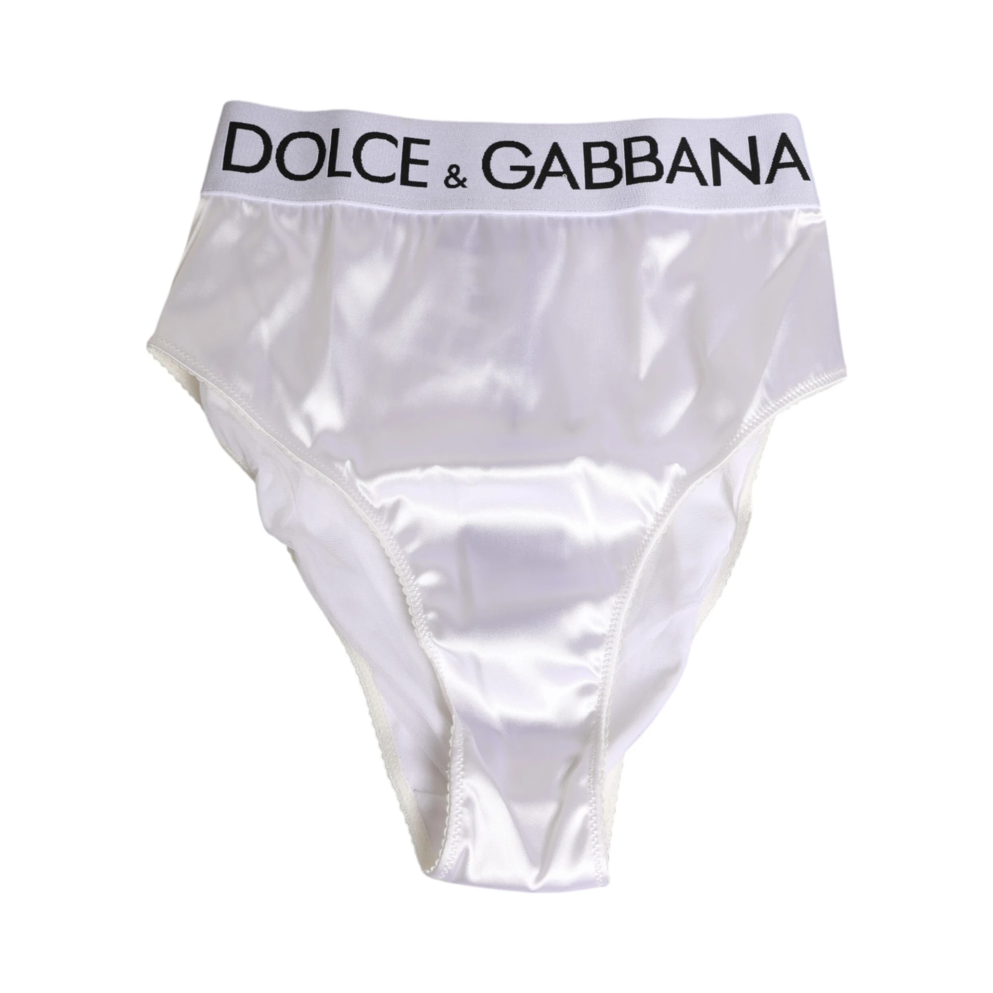 White Satin High-Waist Brief Logo Women Underwear