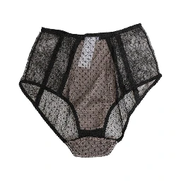 Black Sheer Polka Dot Lace High Waist Underwear