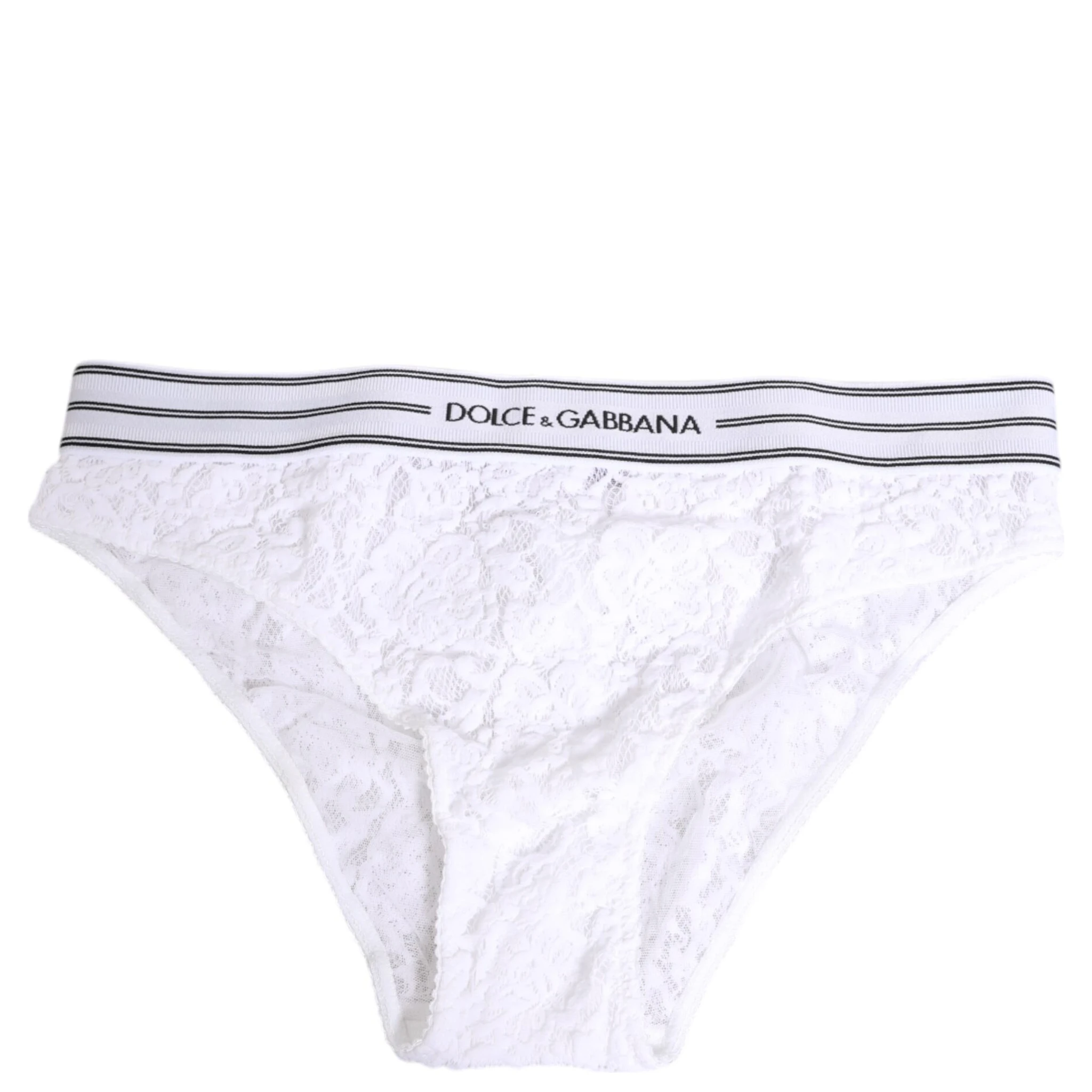 White Lace Slip Brief Logo Waistband Underwear