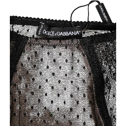 Black Sheer Polka Dot Lace High Waist Underwear