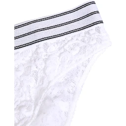 White Lace Slip Brief Logo Waistband Underwear