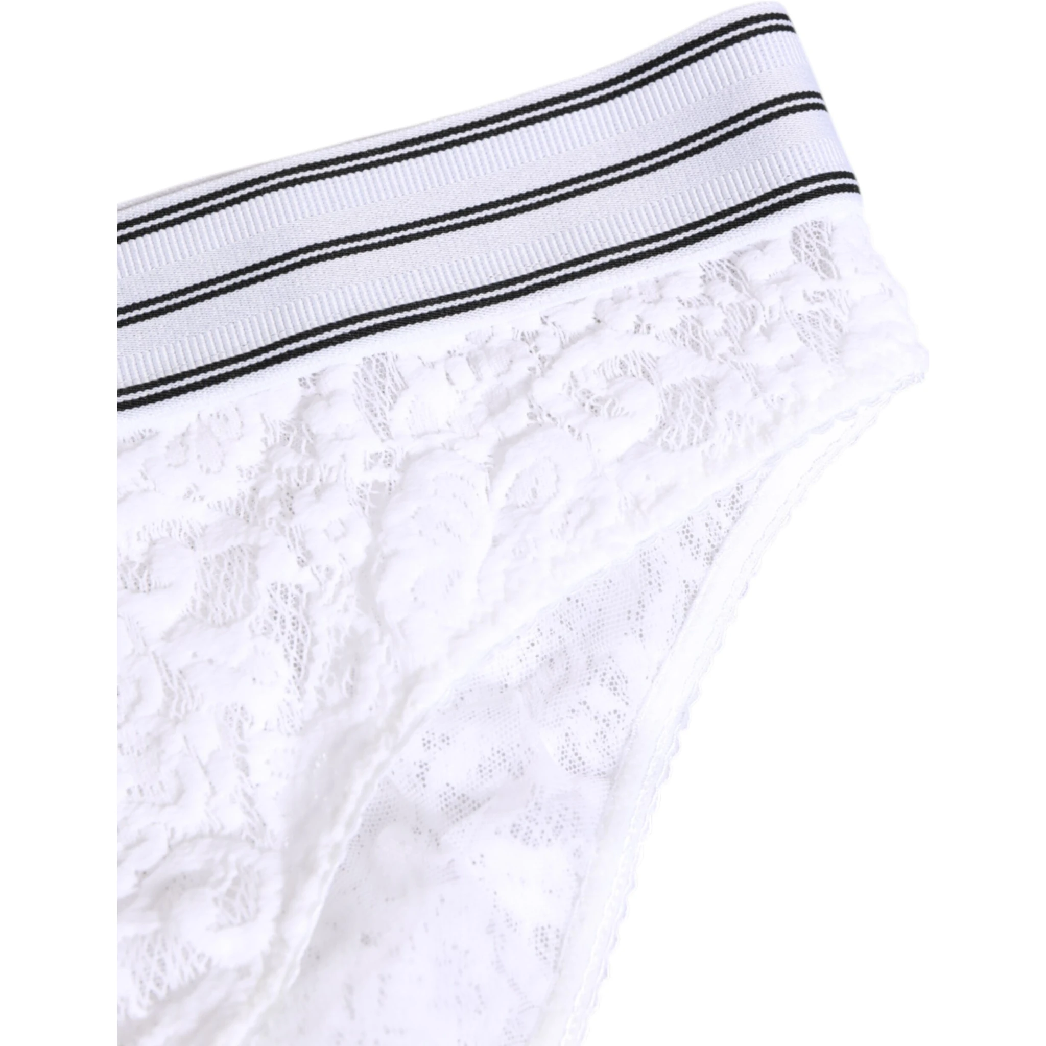 White Lace Slip Brief Logo Waistband Underwear