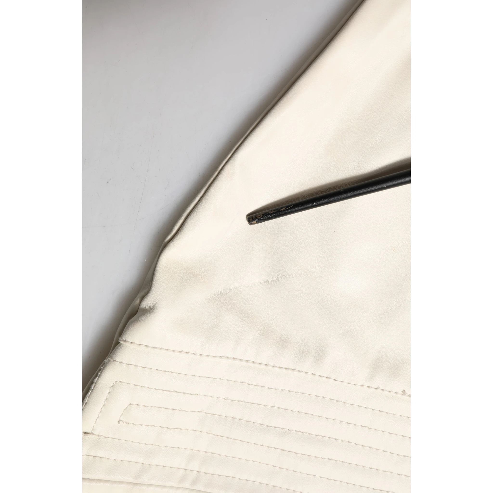 Beige Faux Leather Quilted Mini High Waist Women  Skirt