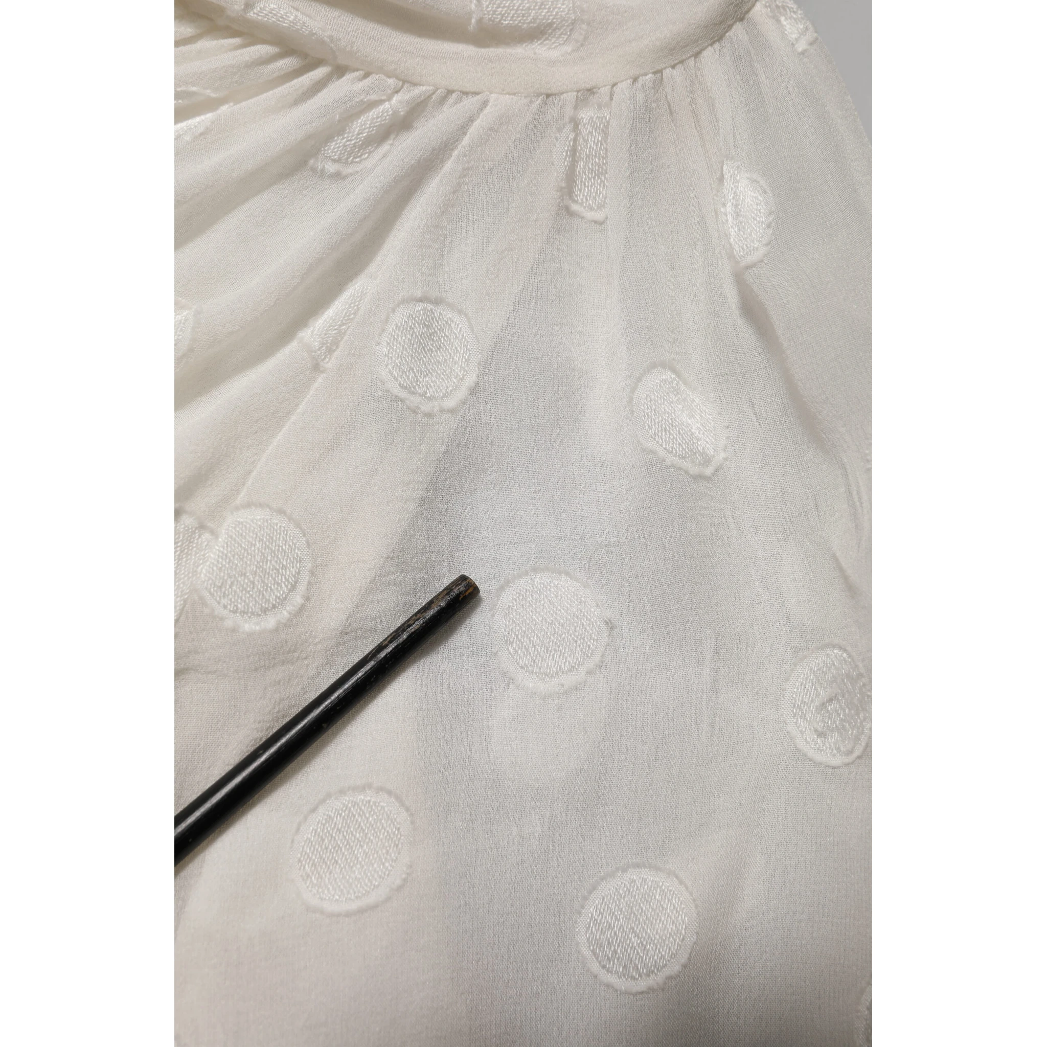 White Polka Sheer Silk Bow Tie Shirt Blouse Top