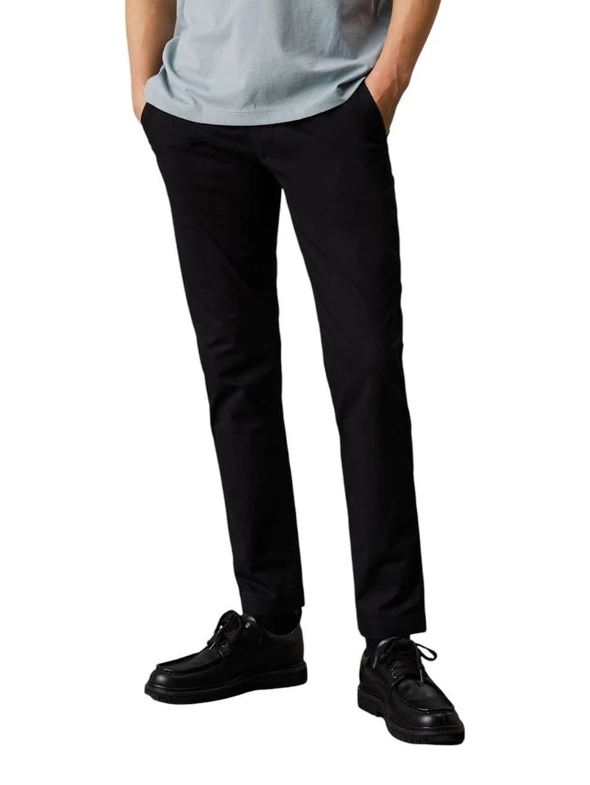 Black Recycled Cotton Chino Pants