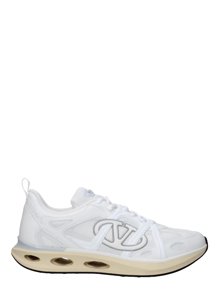 White Fabric Athletic Sneakers