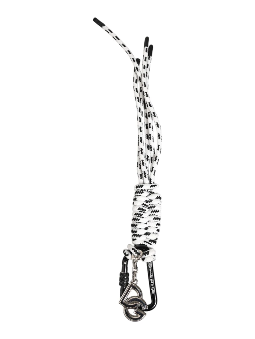 Black White Polyester Tape String DG Logo Keychain Keyring