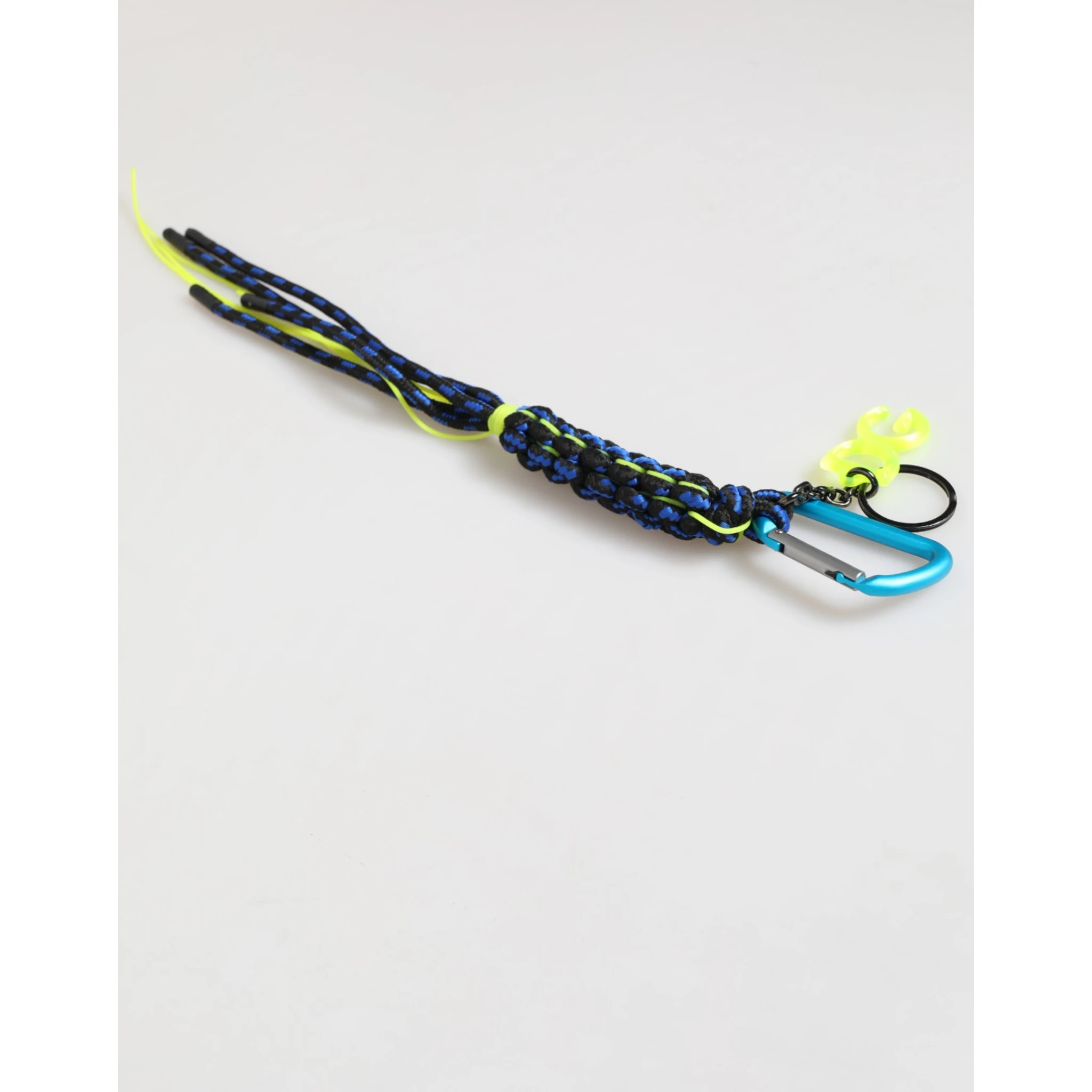 Blue Yellow Leather Tape String DG Logo Keychain Keyring
