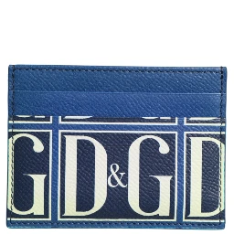 Blue Calf Leather DG Logo Monogram Card Holder Wallet