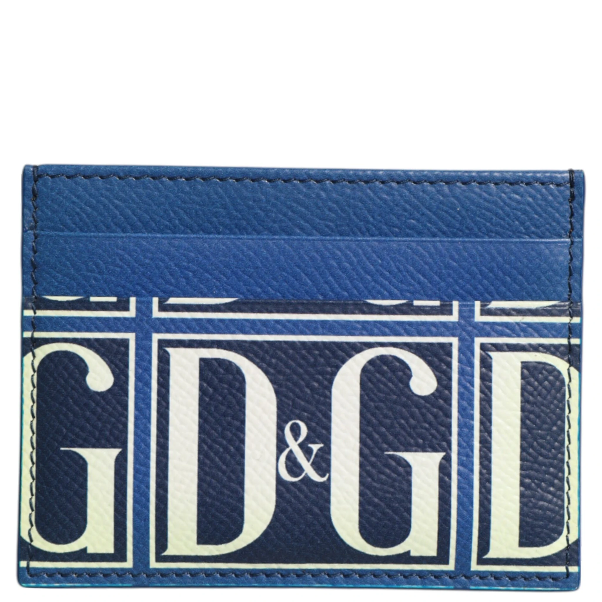 Blue Calf Leather DG Logo Monogram Card Holder Wallet