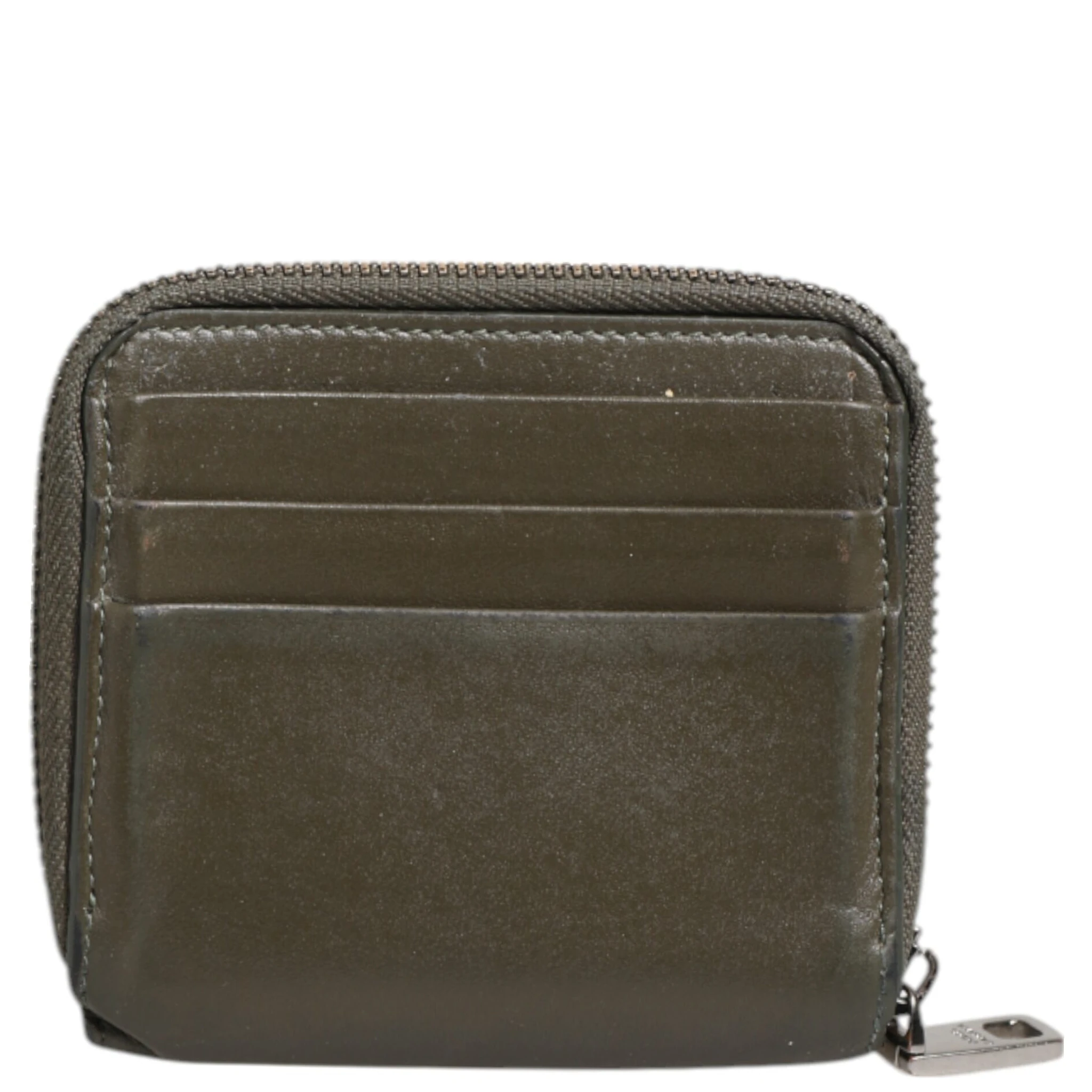 Military Green Leather Logo Plaque Card Holder Coin Purse Wallet