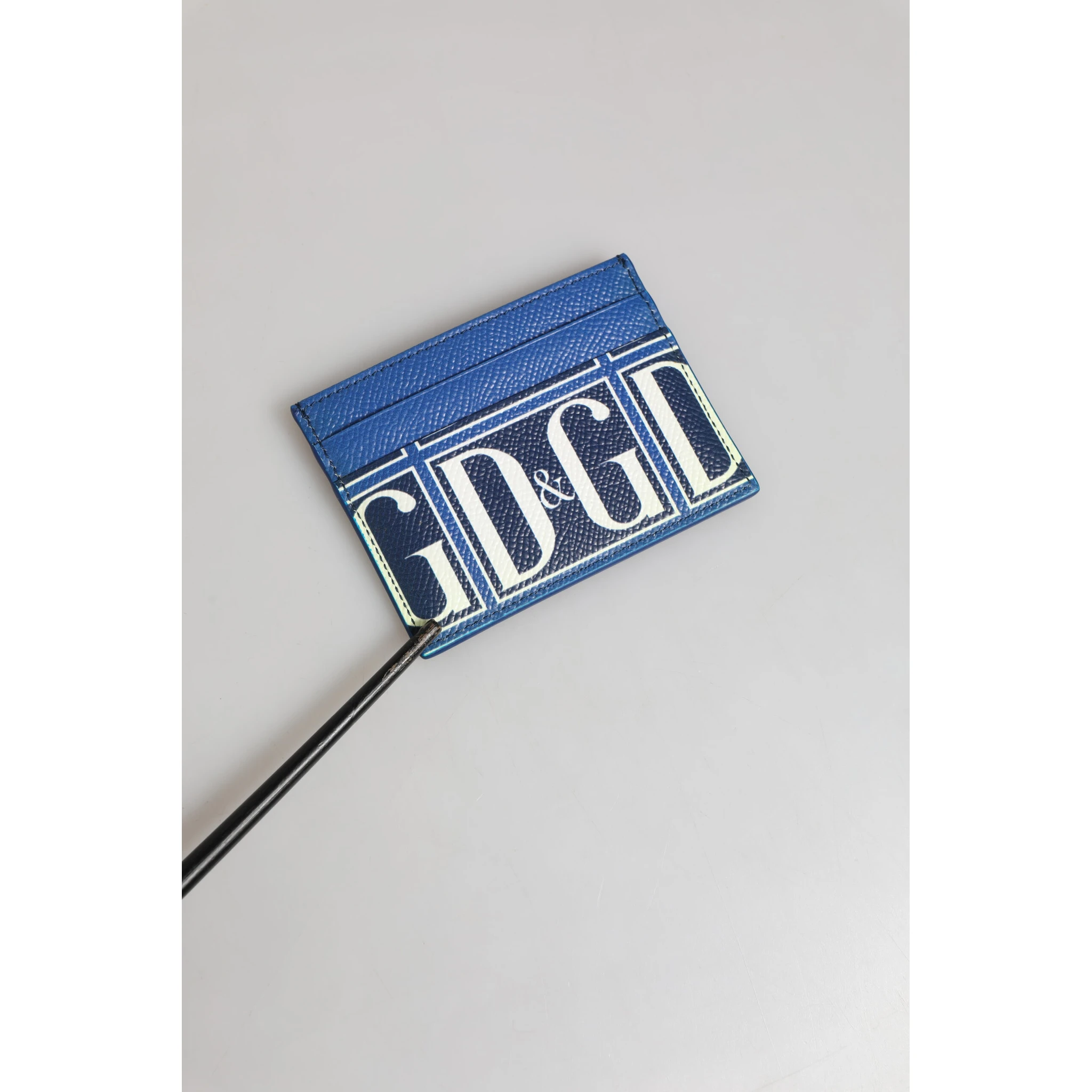 Blue Calf Leather DG Logo Monogram Card Holder Wallet