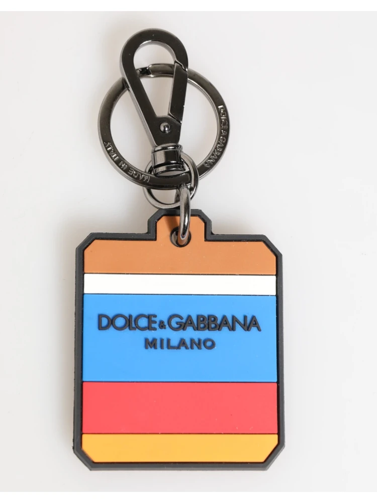 Multicolor DG Rubber Logo Silver Men's Keychain Keyring