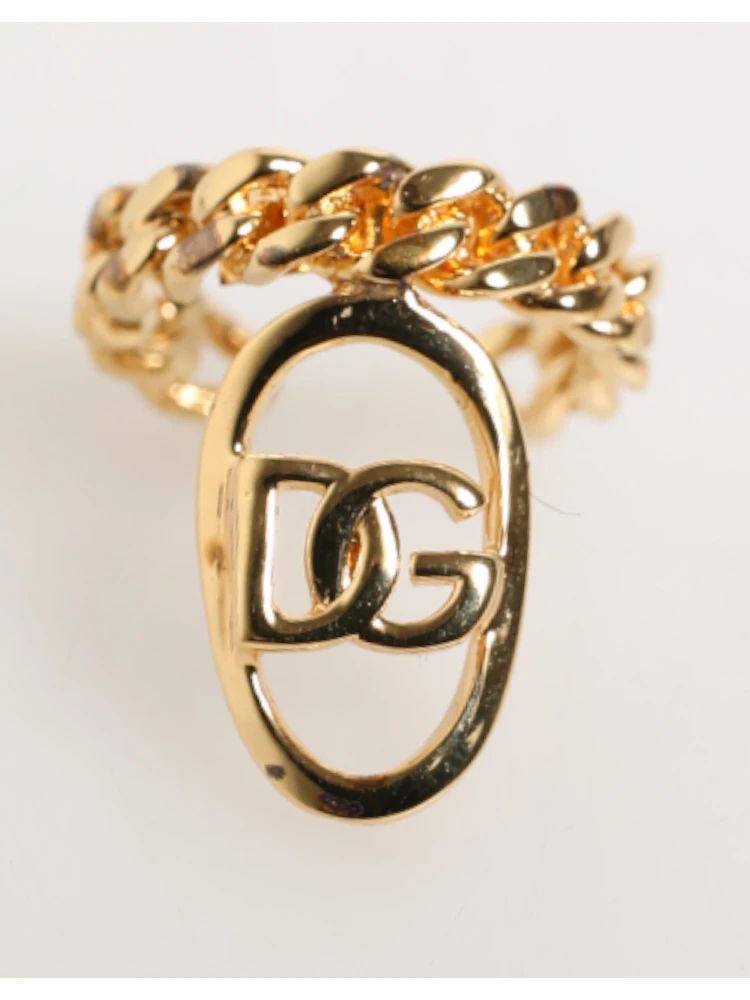 Gold Tone Brass Oval DG Logo Chain Adjustable Ring alternative