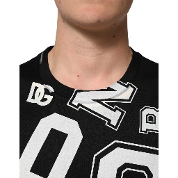 Black Cotton Letter Print Short Sleeve T-shirt