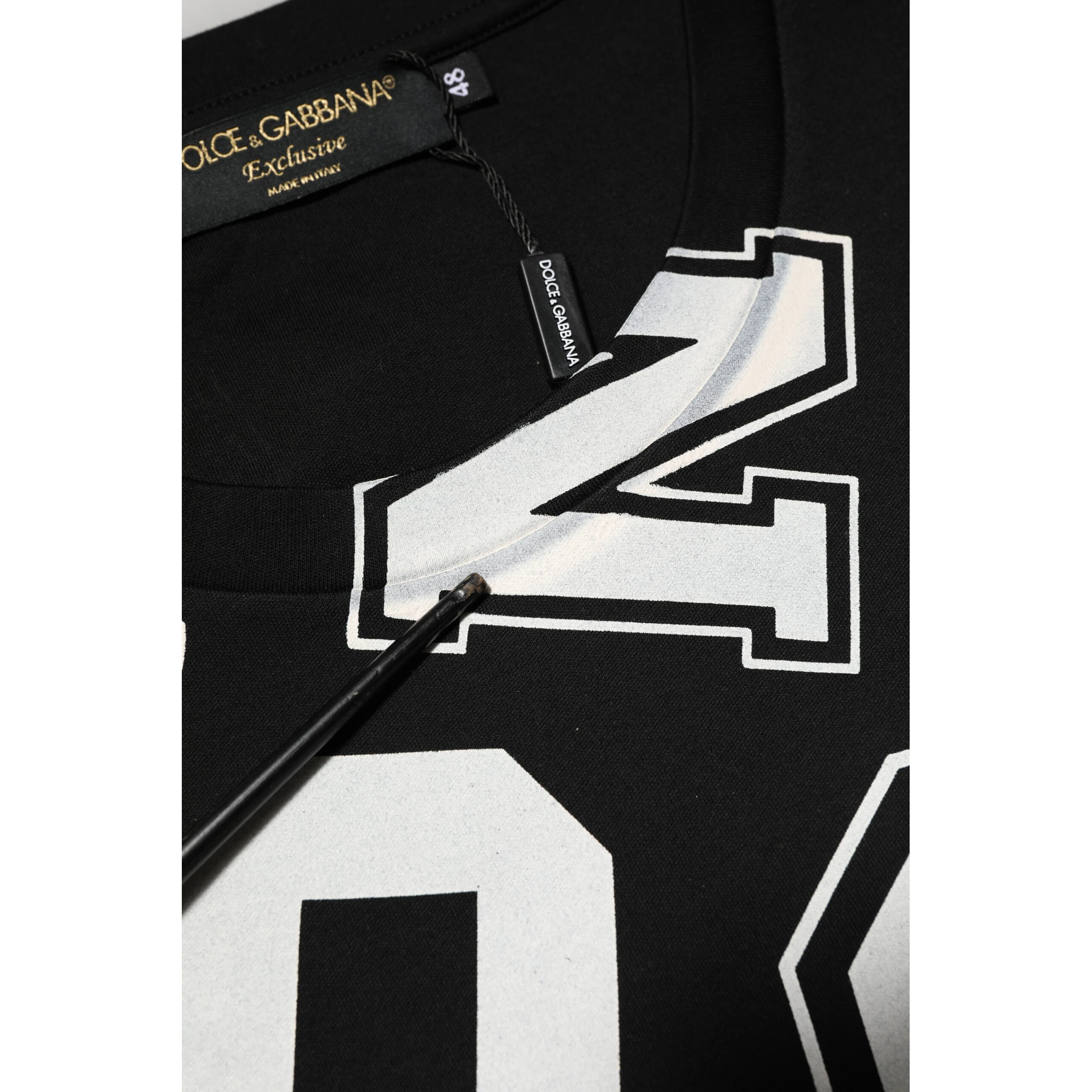 Black Cotton Letter Print Short Sleeve T-shirt