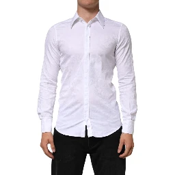 White Cotton MARTINI Paisley Jacquard Shirt